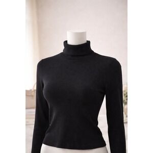 Madewell Black Ribbed Turtleneck Top Women's Small Stretch
